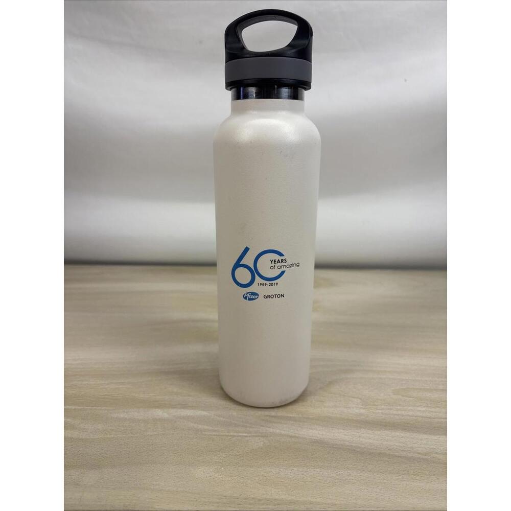 Pfizer 60 Years of Amazing White Aluminum Waterbottle